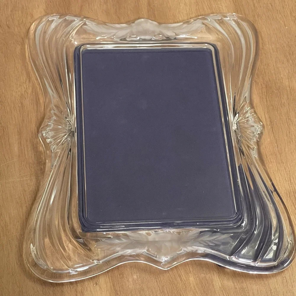 Vintage Ornate Crystal Glass‎ Picture Frame Heavy Easel Picture Size Approx 5x7